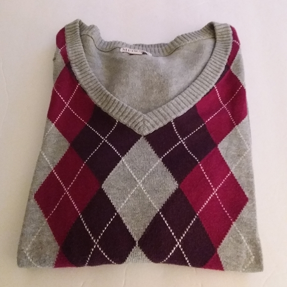 Merona Grey, Brown/Burgandy Argle Sweater - Picture 8 of 8